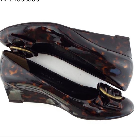 Stuart Weitzman Cognac Brown Tartaruga Wedge Pump - Picture 11 of 12